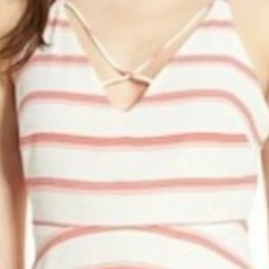 Lush Cross Front Fit & Flare Striped  NWT